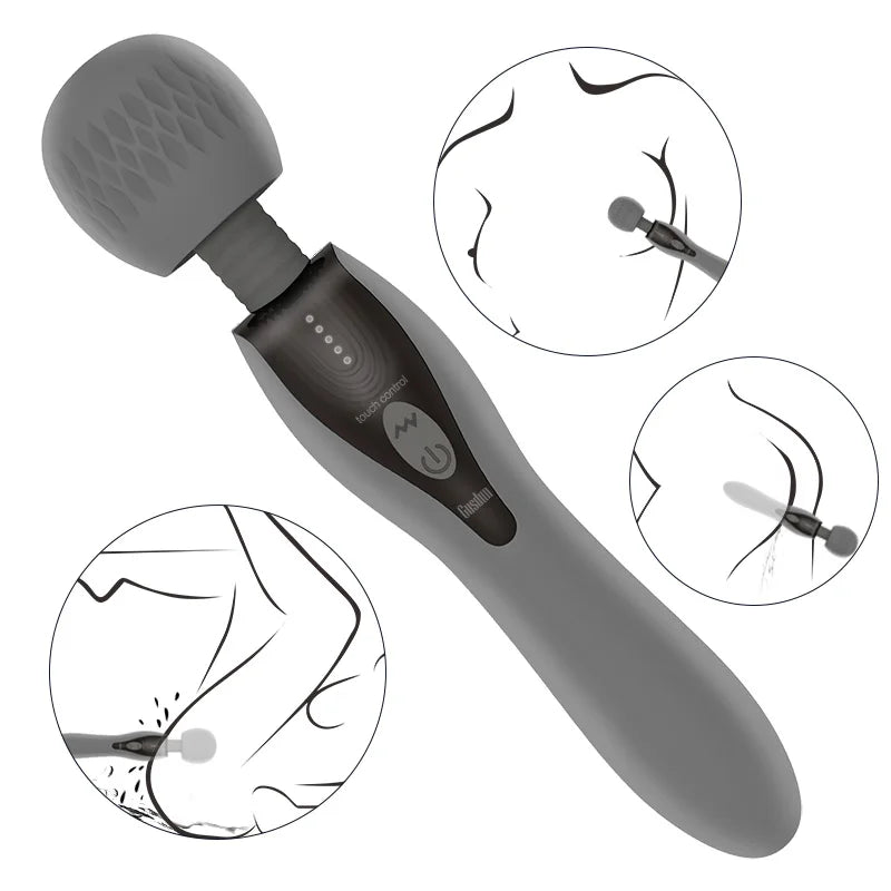 Vibrador Varita de Doble Motor – 5 Frecuencias Potentes para Estimulación Vaginal y Clítoris