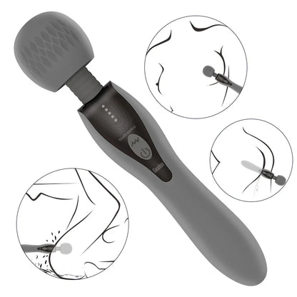 Vibrador Varita de Doble Motor – 5 Frecuencias Potentes para Estimulación Vaginal y Clítoris