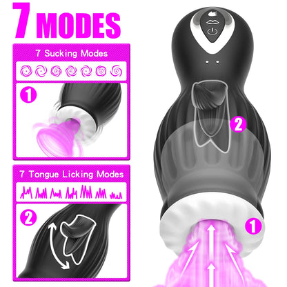 Masturbador Automático para Hombres – Lengua de TPE con Succión y Vibración Realista