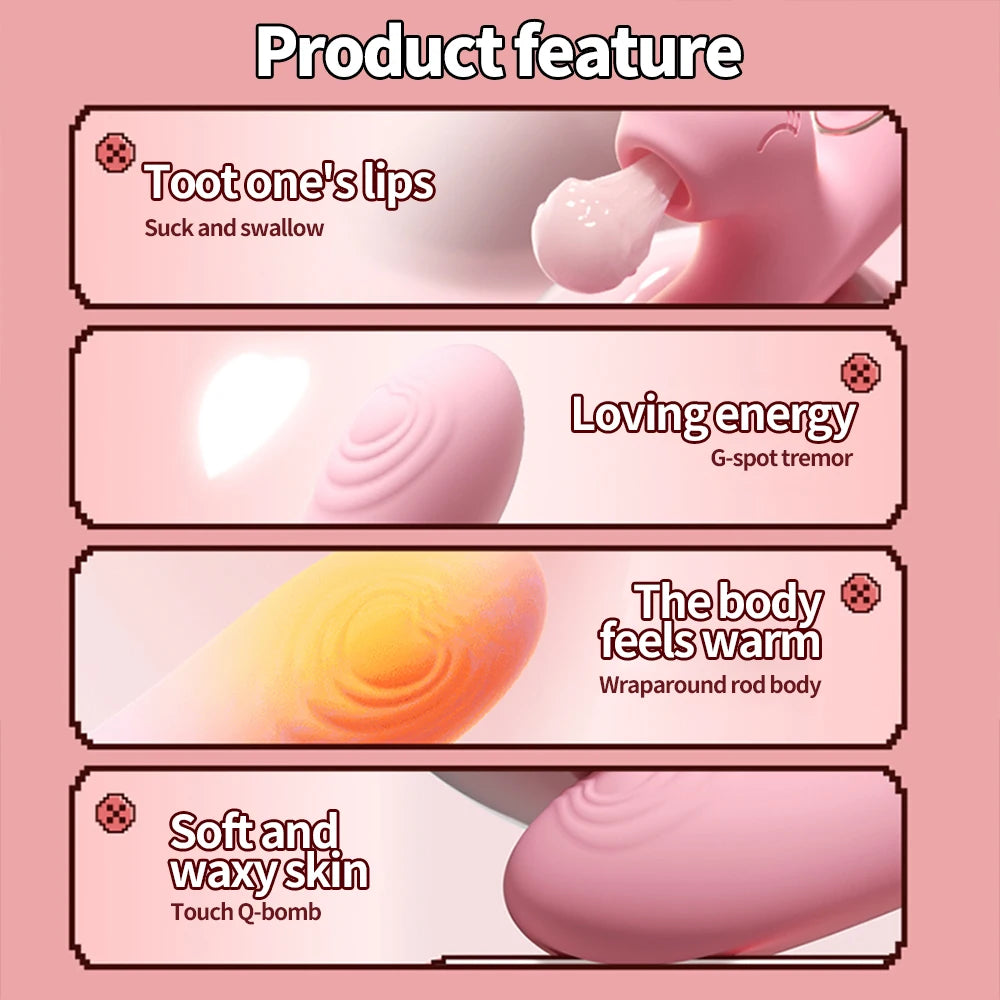 Vibrador Potente para Mujeres – Dildo Estimulador de Clítoris con Función de Lengua + Vibración